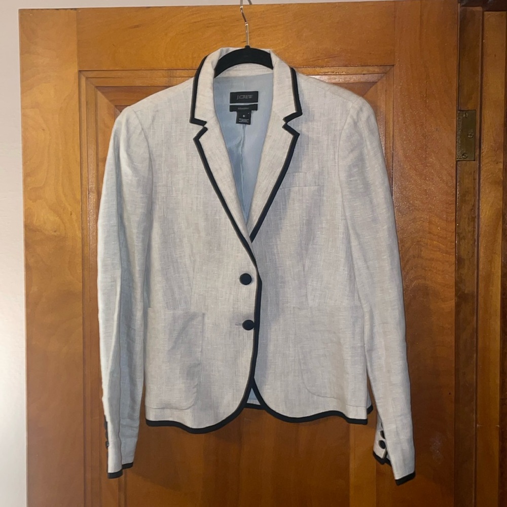 J. Crew Cream Blazer with Black Trim